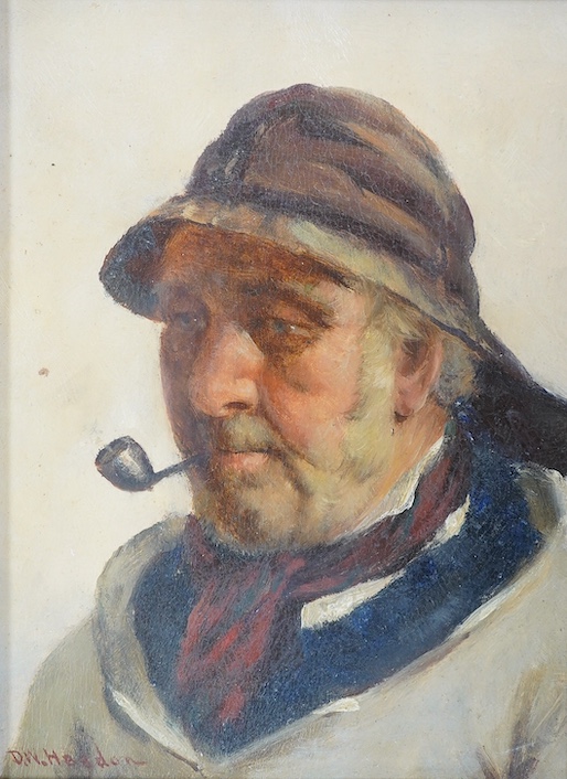 David W. Haddon (Newlyn school, 1884-1911), pair of oils on board, Portraits of an elderly lady and gentleman, each signed, 19 x 13.5cm, housed in carved wood frames. Condition - good